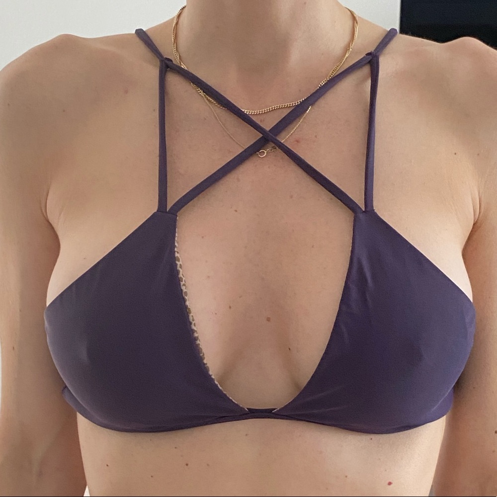 Acacia dark purple bikini top